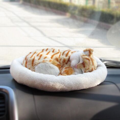 Peluche Chat Réaliste Qui Respire avec Tapis - Jouet Doux Enfant, Décoration Maison