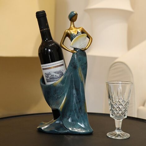 Figurine Fille Danseuse Porte-Bouteille en Résine Synthétique, Support à Vin Décoratif pour Comptoir de Bar ou Décoration Maison Rouge (1/5)