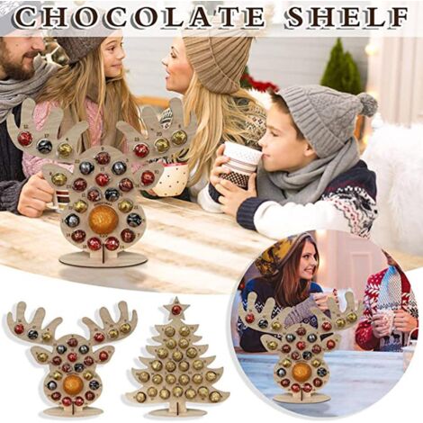 Calendrier de l'Avent en Bois pour Chocolats, Décoration de Noël et Cadeau Festif (1/5)
