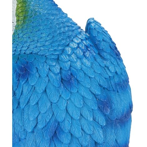 Figurine d'Oiseau Résine Réaliste Perroquet Bleu Sculpture Murale Décor Jardin (1/5)