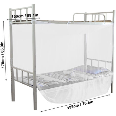 Moustiquaire de Lit à 4 Poteaux d'Angle, Blanc, Taille Twin/Full/Queen (150x195x170cm) (1/5)