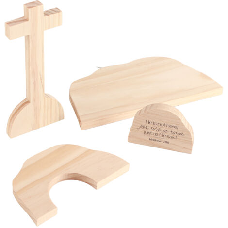 Décoration de Pâques en Bois : Scène de Résurrection avec Jésus pour Table de Salon, Ornements Chrétiens et Crèche de Noël (1/5)