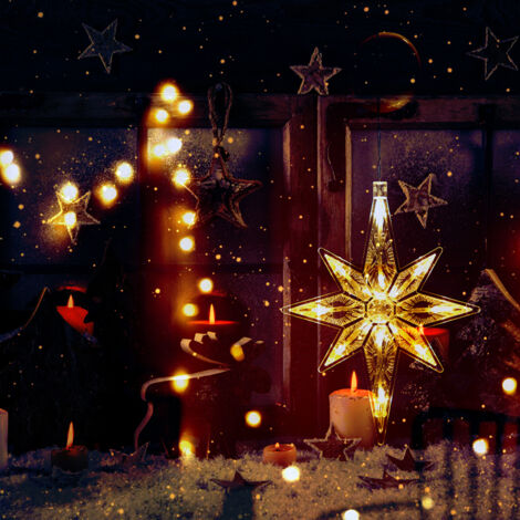 Luminaire de Noël LED à ventouse pour fenêtre - Arbre, cerf, étoile, Père Noël, guirlande murale décorative (1/5)