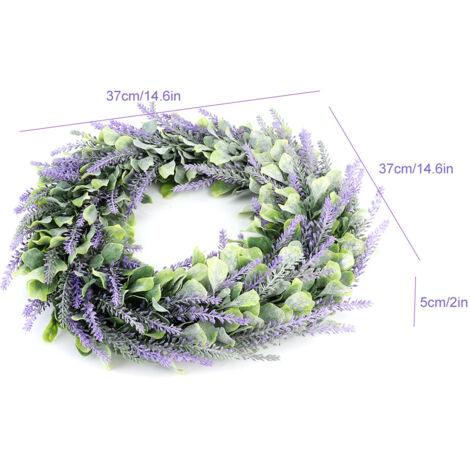 Couronne de Fleurs de Lavande Artificielle pour Porte Décoration Mariage Fenêtre (1/5)