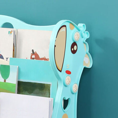 Étagère à Livres Enfant 3 Niveaux avec Tiroirs - Organisateur de Bibliothèque en Forme Cartoon pour Maison et École, Bleu (1/5)