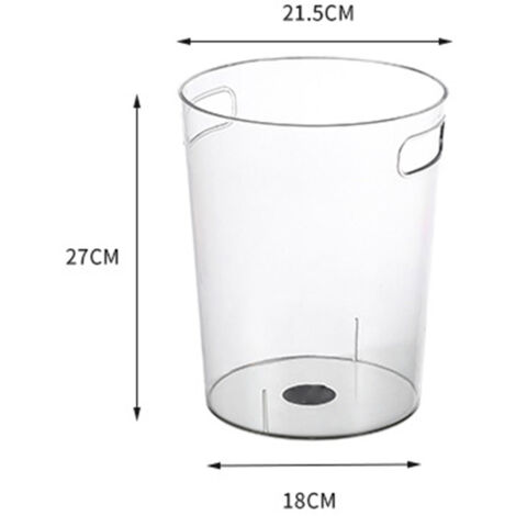 Poubelle de Bureau Transparente en PET, Seau de Rangement pour Déchets, Corbeille Claire pour Cuisine et Salon, 21.5x18x27 cm (1/2)