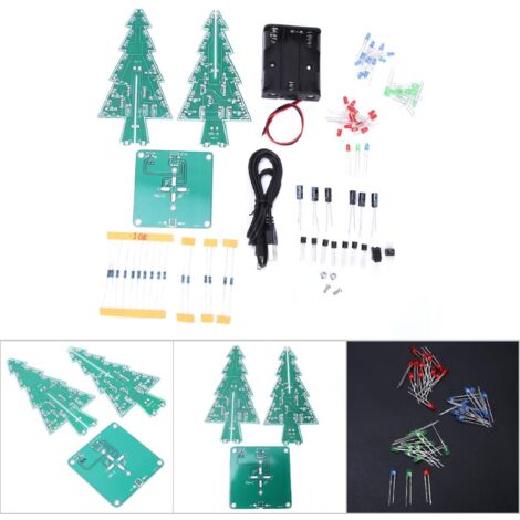 Arbre de Noël LED 3D à Assembler - Kit Électronique DIY avec 3 Couleurs - Décoration de Fêtes Musicale (1/5)