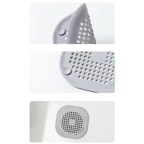 Filet de Drain de Sol avec Ventouse pour Douche - Couvre-Cheveux pour Évier de Cuisine et Salle de Bain, Gris (1/5)