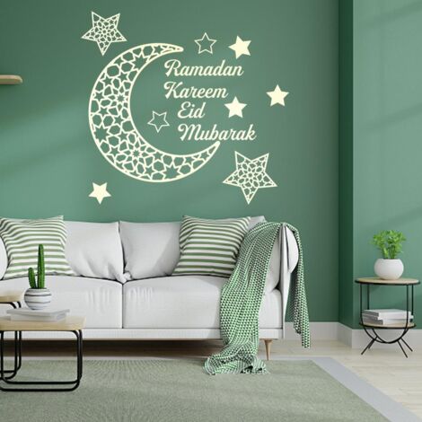 Autocollant Miroir Acrylique Croissant Ramadan 3D Adhésif pour Portes Fenêtres Placards (1/5)