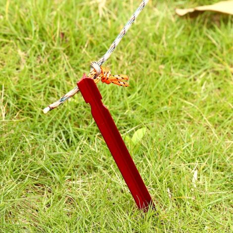 4 Pièces Ancres de Tente en Alliage d'Aluminium 18CM, Piquets de Sol Résistants au Vent (Rouge) (1/5)