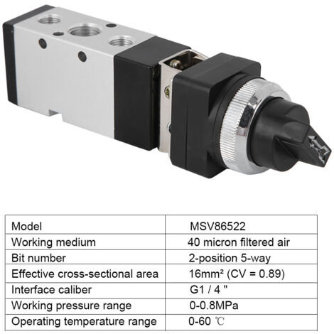 MSV86522-TB Commutateur Mécanique 5 Voies 2 Positions pour Systèmes Pneumatiques (1/5)