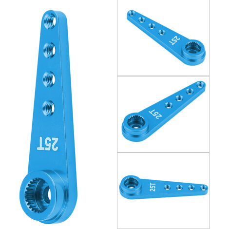 Bras de servo 25T en alliage d'aluminium usiné CNC pour camion RC WPL 1627 (Bleu) (1/5)
