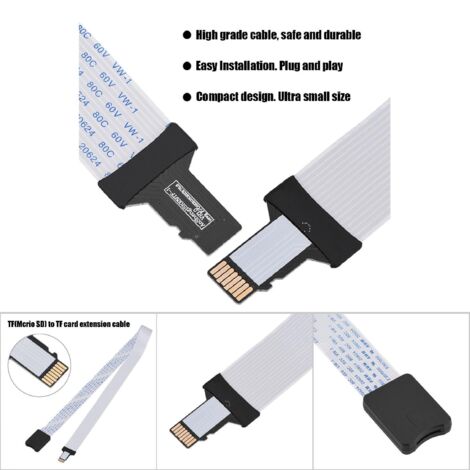 Câble d'extension Micro SD vers TF avec boîtier de protection, rallonge de 60 cm pour carte mémoire (1/5)