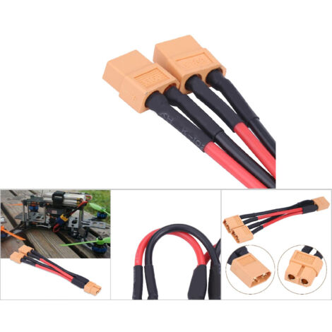 Connecteur Parallèle XT60 pour Batteries RC Lipo, Câble 14AWG 1 Femelle vers 2 Mâles