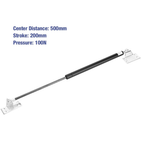 Amortisseur à gaz hydraulique pour couvercle, 500mm entre axes, 200mm course, 100N (tête carrée) (1/5)
