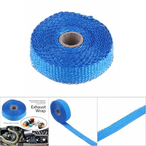 Ruban d'isolation thermique 5m pour échappement avec attaches en acier inoxydable bleu (1/5)