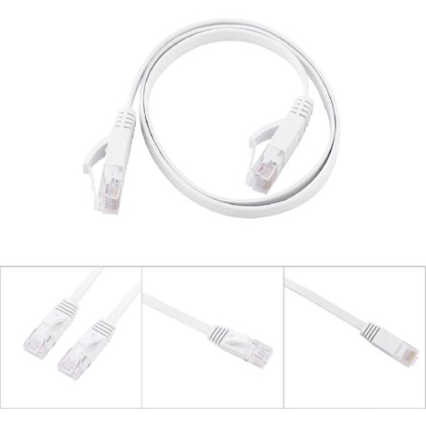 Câble Ethernet Plat RJ45 CAT6 0.5m Blanc - Câble Réseau UTP Haute Vitesse 1000Mbps pour Routeur (1/5)