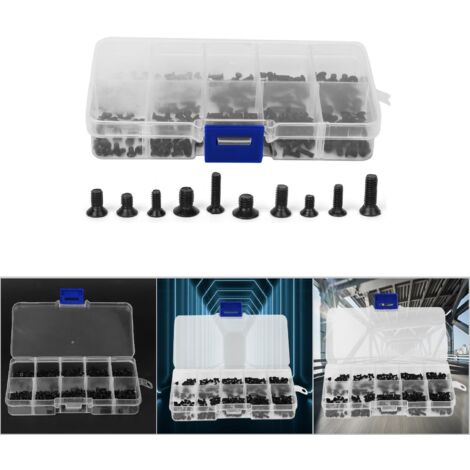 Vis à tête plate cruciforme noire en acier carbone pour l'électronique - Lot de 250 pièces (1/5)