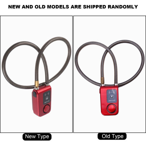 Serrure à chaîne intelligente Bluetooth avec alarme 105dB anti-vol, commande par application (Rouge) (1/5)