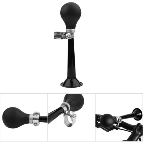 Klaxon de vélo portable 2,2 pouces, avertisseur sonore à poire et anneau de serrage noir pour cyclisme (1/5)