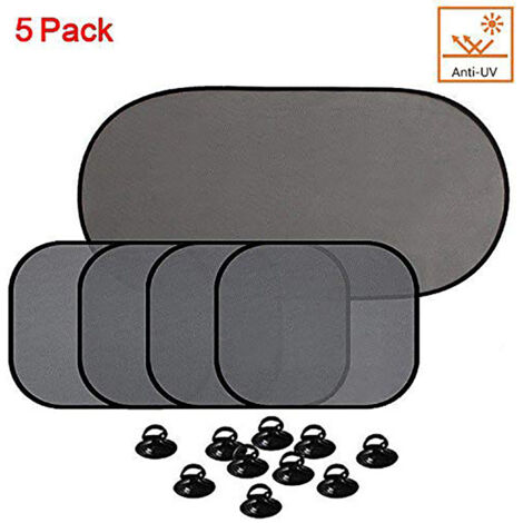 5 Pcs Store Pare-Soleil Voiture avec Ventouses pour Fenêtres Latérales et Arrière - Protection Solaire Automobile (1/5)