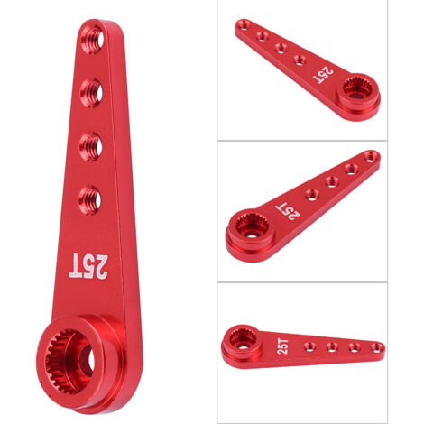 Bras de servo 25T en alliage d'aluminium usiné CNC pour camion RC WPL 1627 (Rouge) (1/5)