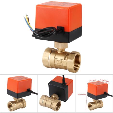 Vanne à bille motorisée en laiton AC 220V, 2 voies, 3 fils, 1.6Mpa, filetage DN25 pour régulation de débit (1/5)