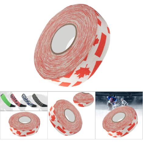 Ruban adhésif de hockey 2,5 cm x 25 m pour protection de crosse, bandes de badminton et de sport, motif feuille d'érable rouge (1/5)