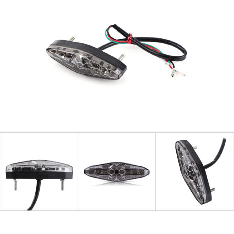 Feu arrière universel 12V 15 LED pour moto, ATV et dirt bike - Feu stop et feu de position fumé