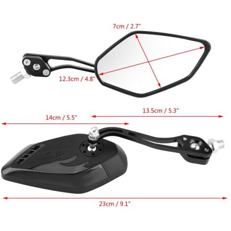 1 Paire de Rétroviseurs Moto Aluminium 8mm 10mm Motif Flamme Fibre de Carbone Noir (1/5)
