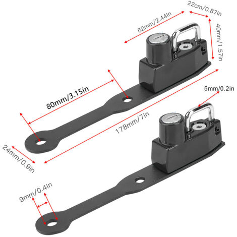 Serrure antivol pour casque moto, côté gauche, compatible CBR400R CBR500R CB500F (Noir) (1/5)