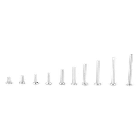 500 pièces Rivets en Aluminium à Tête Plate M2, Longueur 3mm-18mm, Rivets Pleins pour Assemblage Métallique