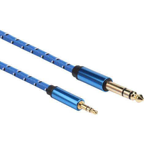 Câble audio 3.5 mm mâle vers 6.35 mm mâle pour guitare électrique, ampli et enceintes (1 mètre) (1/5)