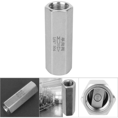 Soupape anti-retour à sens unique en acier inoxydable, filetage femelle BSPP hexagonal pour tuyauterie d'eau (1/4 pouce) (1/5)