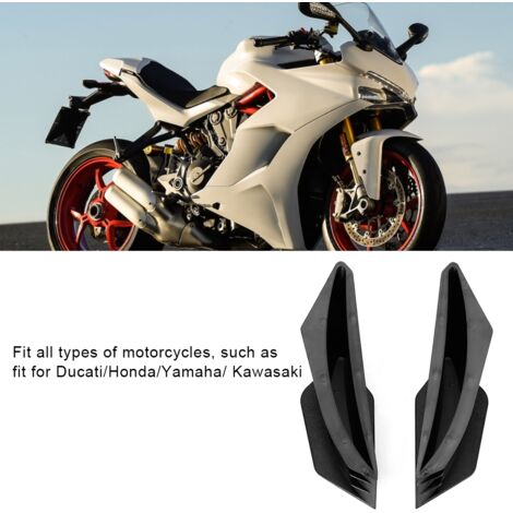 Kit d'aileron aérodynamique universel pour moto, compatible Honda Yamaha, noir - 1 paire (1/5)
