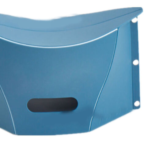 Tabouret pliant avec panier, portable pour voyage et extérieur, tabouret bas en plastique bleu foncé (1/5)