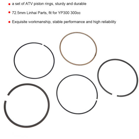 Kit de 5 joints de piston YP300 300cc 72.5mm pour moteur Linhai LH300 LH173MN, pièces ATV QUAD et moto chinoise Nihao. (1/5)