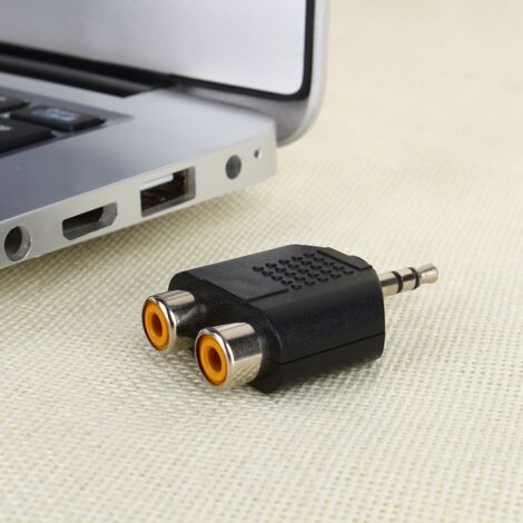 Adaptateur Audio 3.5mm Mâle Stéréo vers 2 RCA Femelle Mono - Extension et Conversion (1/5)