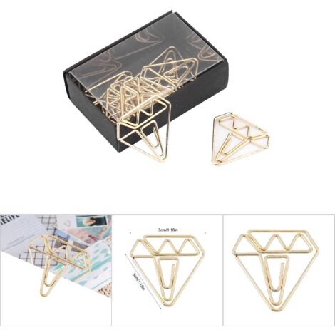 8 Pièces Attaches Documents en Forme de Diamant Créatives, Marque-pages et Organisateurs de Papier (Or) (1/5)