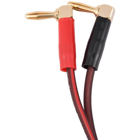 Câble Haut-parleur Hi-Fi en Cuivre Pur avec Fiches Banane en L, Rouge et Noir, 1.8 Mètres (1/5)