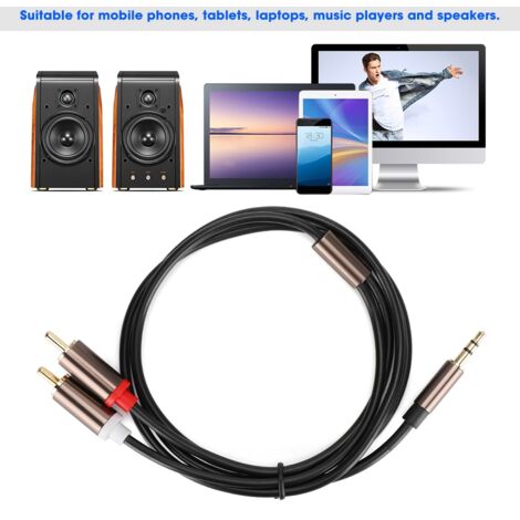Câble Audio 3.5mm Mâle vers 2 RCA pour Enceintes PC et Subwoofer - 1 mètre