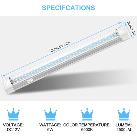 Éclairage LED intérieur voiture 12V, 2 pièces pour camping-car et véhicule (1/5)