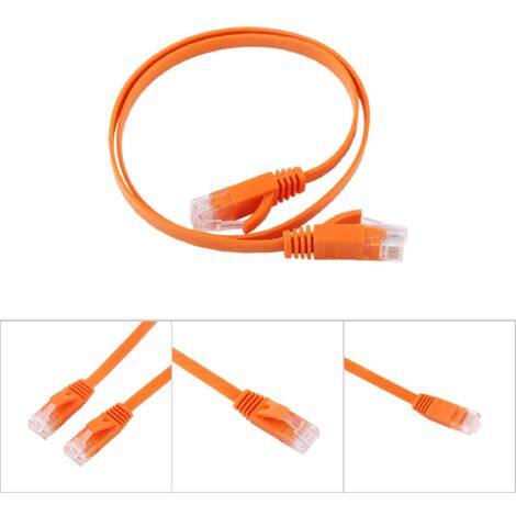 Câble Ethernet Plat RJ45 CAT6 UTP 0.5m Orange pour Routeur - 1000Mbps (1/5)