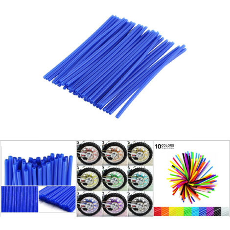 36 pièces Protège-rayons Motocross Bleu, Enveloppes de Jante pour Moto Tout-terrain, Kit de Protection (1/5)