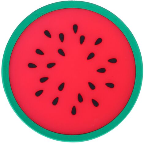 Sous-verre en silicone en forme de pastèque, dessous de verre antidérapant pour table, accessoire de cuisine pratique et décoratif. (1/5)