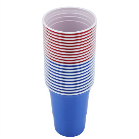 Jeu de Beer Pong Complet avec 22 Coupes et 4 Balles de Ping-Pong Rouge et Bleu (1/5)