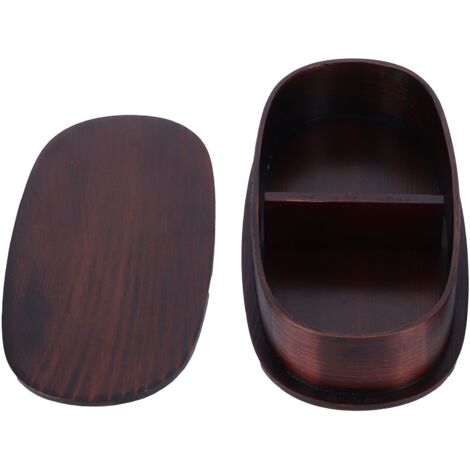 Boîte à bento japonaise en bois pour déjeuner, 19x10x9.5cm, idéale étudiants et travailleurs, rangement alimentaire pratique. (1/5)