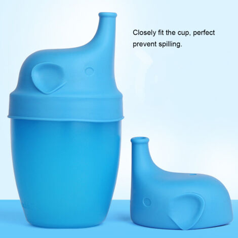 Couvercle Anti-Fuites en Forme d'Éléphant pour Tasse, Réutilisable pour Enfants (Bleu) (1/5)