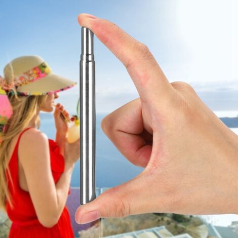 Kit de Paille Rétractable en Acier Inoxydable Portable (Étui Aluminium Bleu, Paille + Brosse + Mousqueton) (1/5)