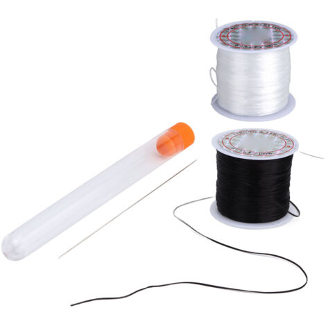 Fil élastique 0.8mm 50m avec aiguille pour création de bijoux, bracelets et colliers DIY